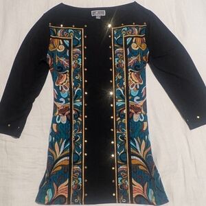 JM Collection Black Top with Gold Accents